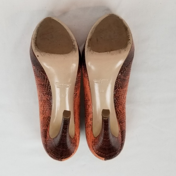 Miu Miu Prada Pink Embossed Leather Peep Toe Platform Stiletto Heels Pumps 37 - Picture 9 of 10